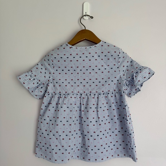 NWOT Brooks Brothers Girls Top Size 8 Blue Striped Embroidered - Picture 3 of 4